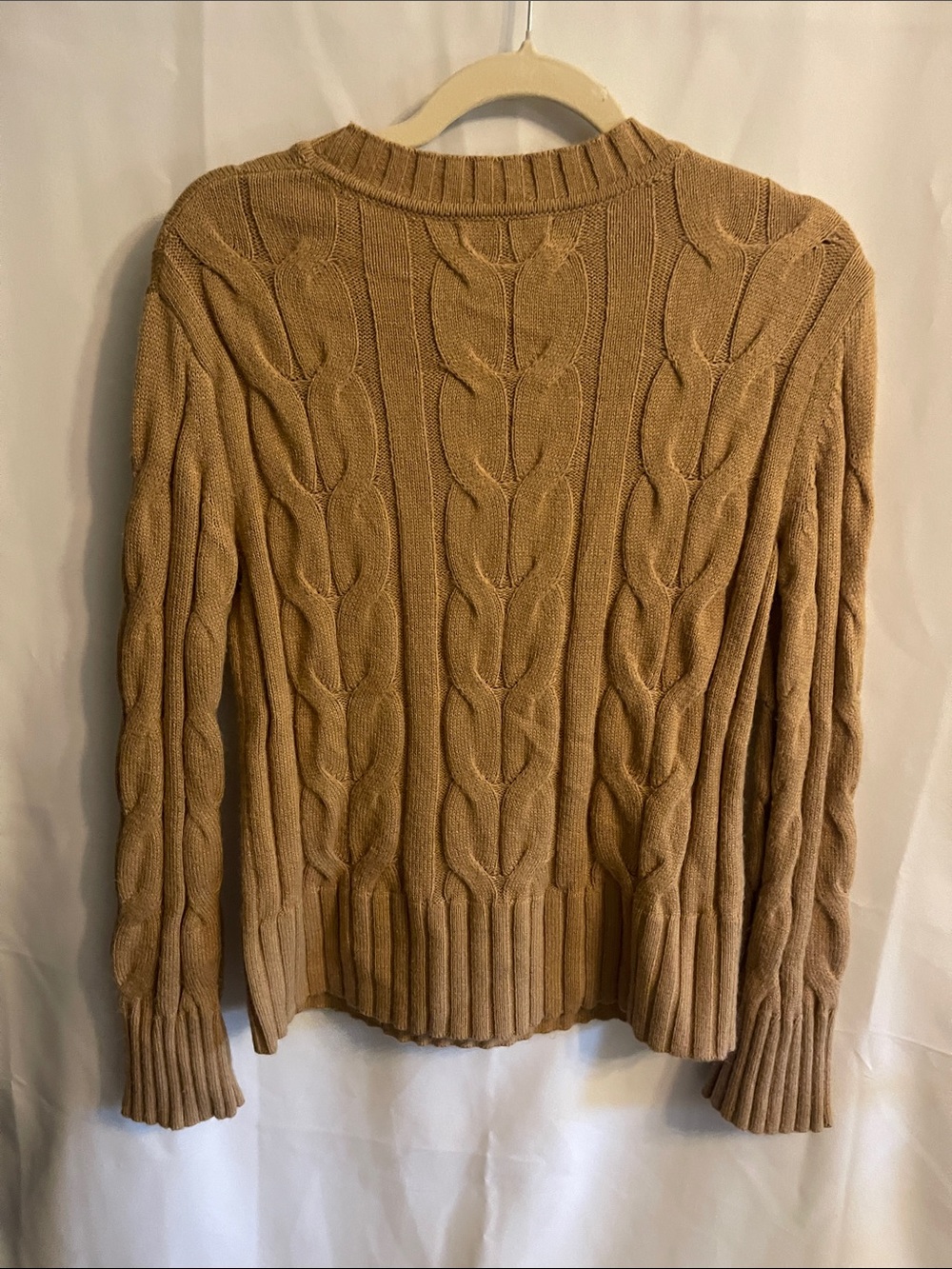 Banana Republic Cable-Knit Crewneck Sweater in Camel/Tan - Picture 4 of 10